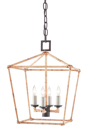 Currey and Company - 9000-0873 - Four Light Lantern - Denison Rattan - Molé Black/Natural