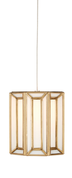 Currey and Company - 9000-0888 - One Light Pendant - Daze - White/Antique Brass