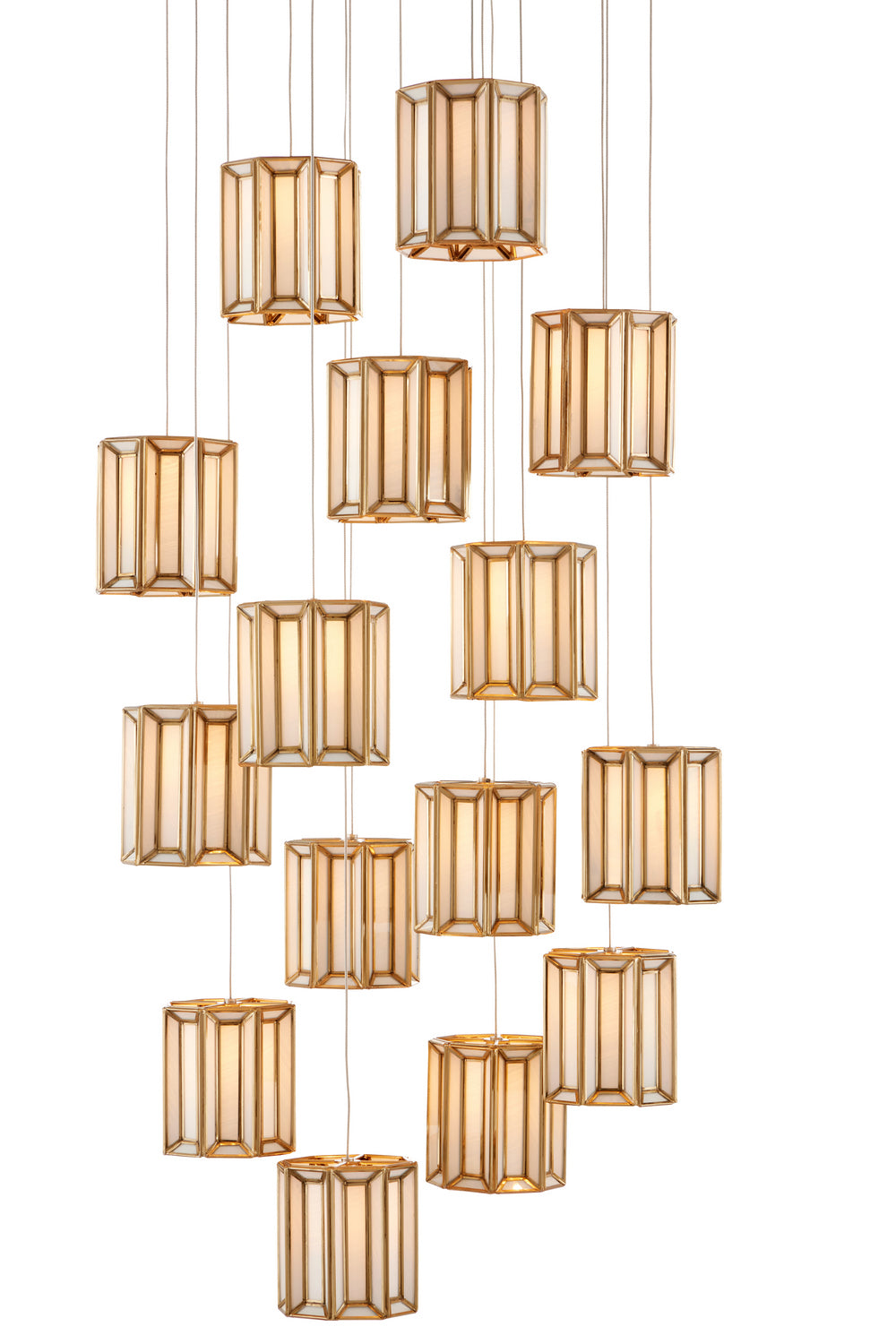 Currey and Company - 9000-0891 - 15 Light Pendant - Daze - White/Antique Brass