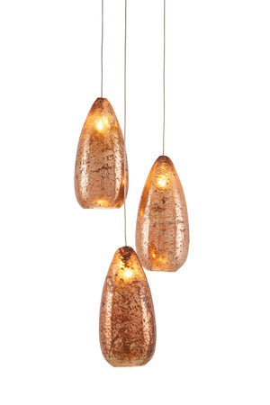 Currey and Company - 9000-0903 - Three Light Pendant - Rame - Copper