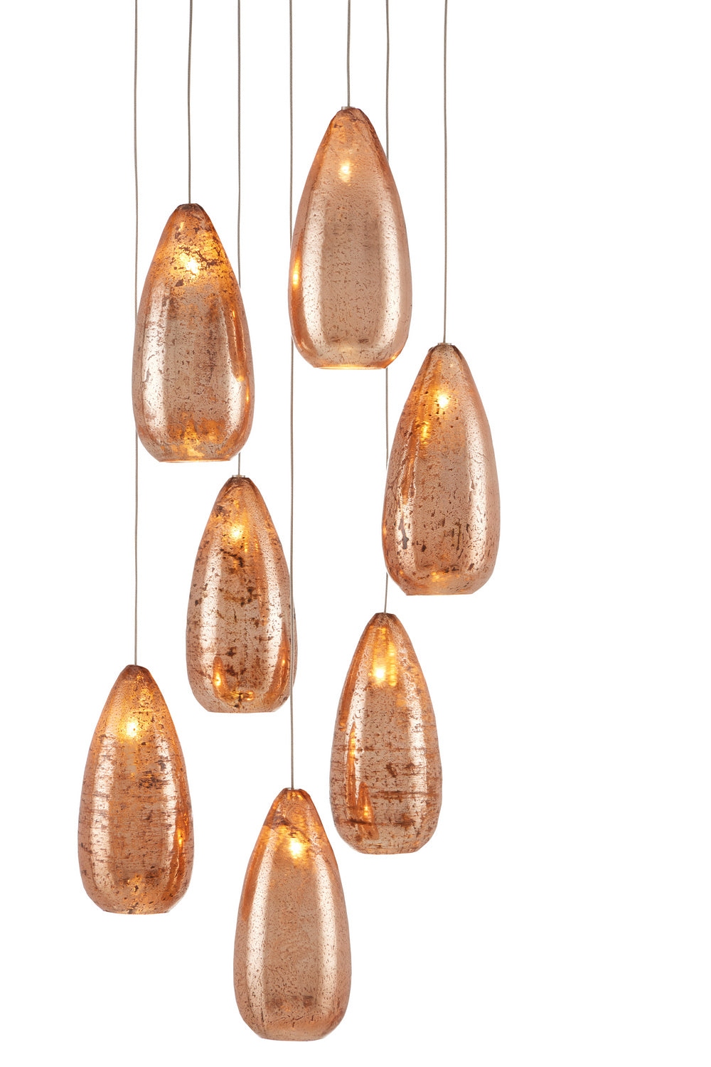 Currey and Company - 9000-0904 - Seven Light Pendant - Rame - Copper