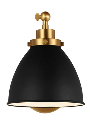 Visual Comfort Studio - CW1131MBKBBS - One Light Wall Sconce - Wellfleet - Midnight Black and Burnished Brass