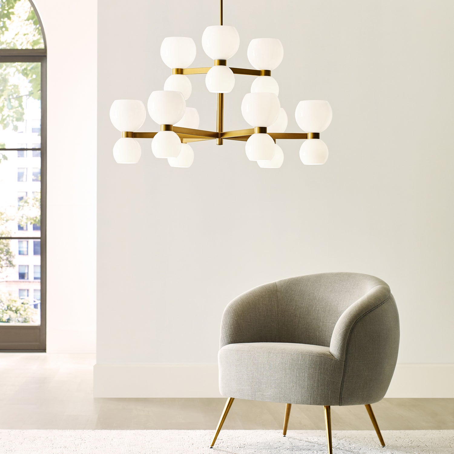 Visual Comfort Studio - KSC10018BBSMG - 18 Light Chandelier - Londyn - Burnished Brass with Milk White Glass