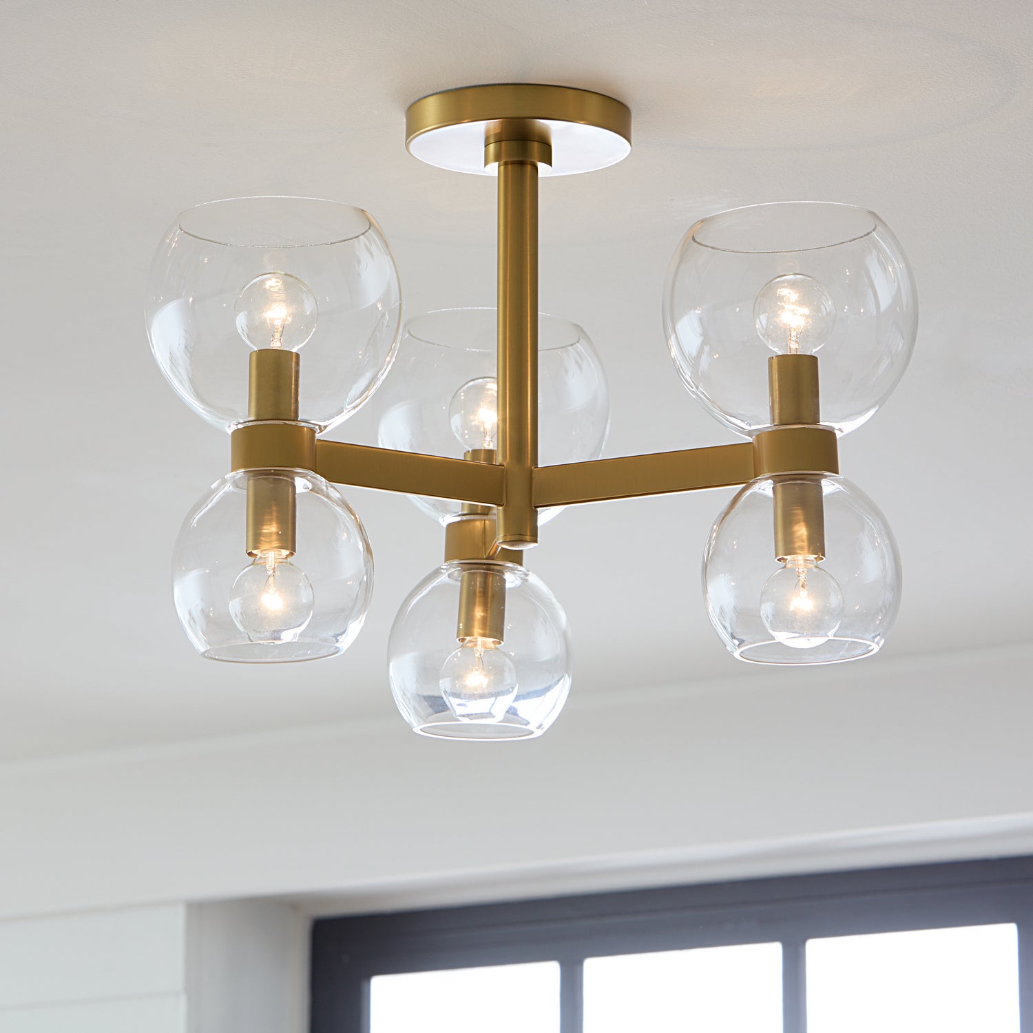 Visual Comfort Studio - KSF1036BBSCG - Six Light Semi Flush Mount - Londyn - Burnished Brass with Clear Glass