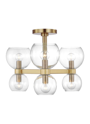 Visual Comfort Studio - KSF1036BBSCG - Six Light Semi Flush Mount - Londyn - Burnished Brass with Clear Glass