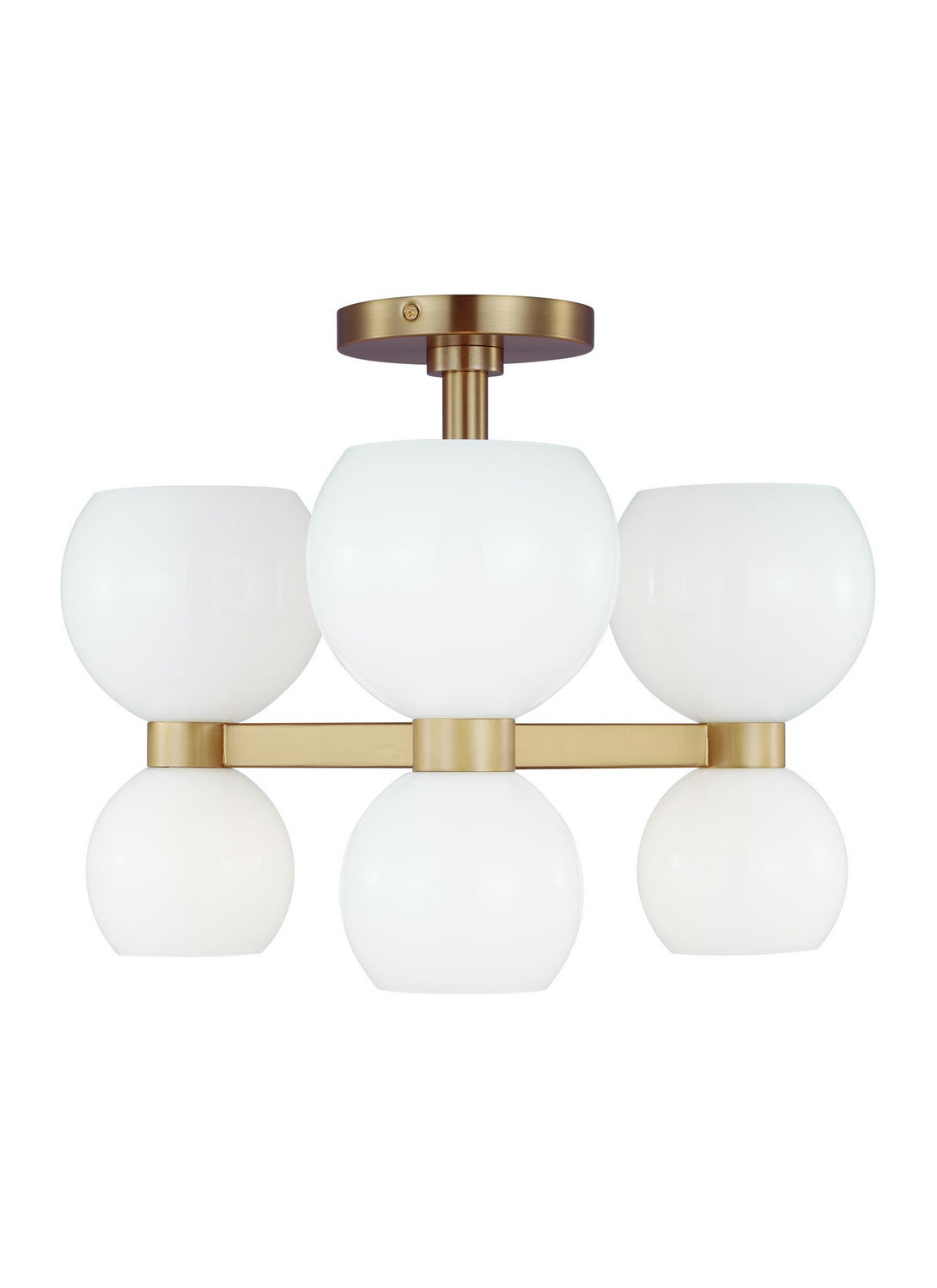 Visual Comfort Studio - KSF1036BBSMG - Six Light Semi Flush Mount - Londyn - Burnished Brass with Milk White Glass