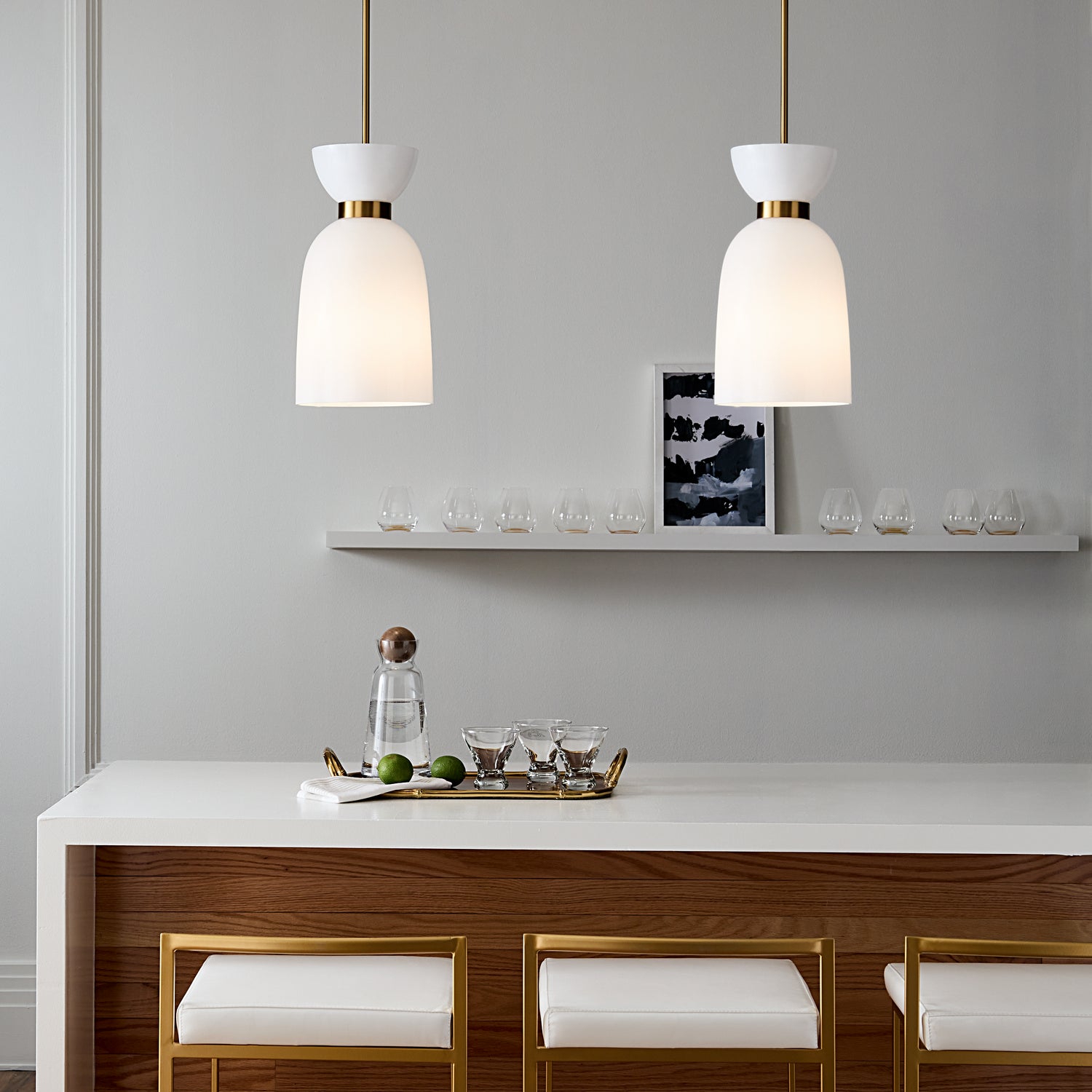 Visual Comfort Studio - KSP1031BBSMG - One Light Pendant - Londyn - Burnished Brass with Milk White Glass