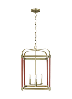 Visual Comfort Studio - LC1144TWB - Four Light Lantern - Hadley - Time Worn Brass