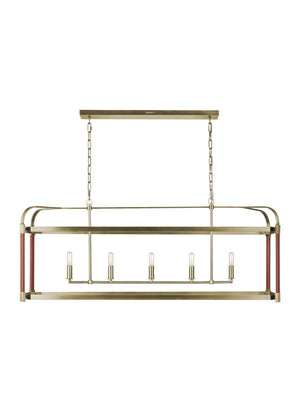 Visual Comfort Studio - LC1165TWB - Five Light Chandelier - Hadley - Time Worn Brass