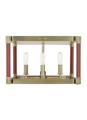 Visual Comfort Studio - LF1034TWB - Four Light Flush Mount - Hadley - Time Worn Brass