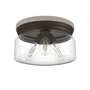 Hunter - 19151 - Three Light Flush Mount - Devon Park - Onyx Bengal