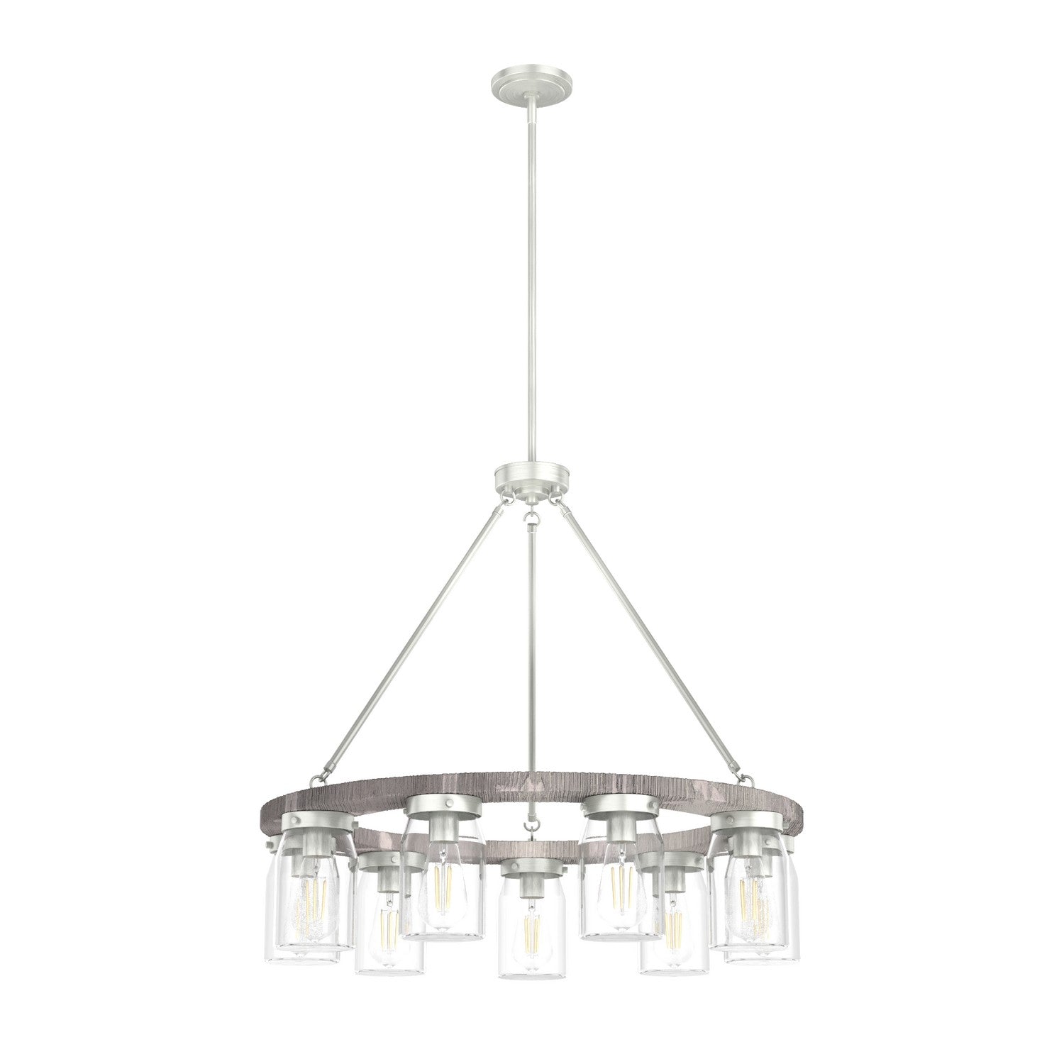 Hunter - 19246 - Nine Light Chandelier - Devon Park - Brushed Nickel