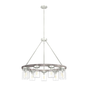 Hunter - 19246 - Nine Light Chandelier - Devon Park - Brushed Nickel