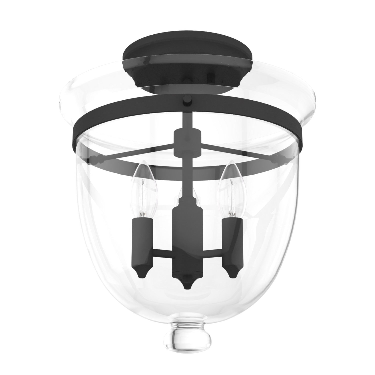 Hunter - 19315 - Three Light Flush Mount - Belltown - Natural Black Iron