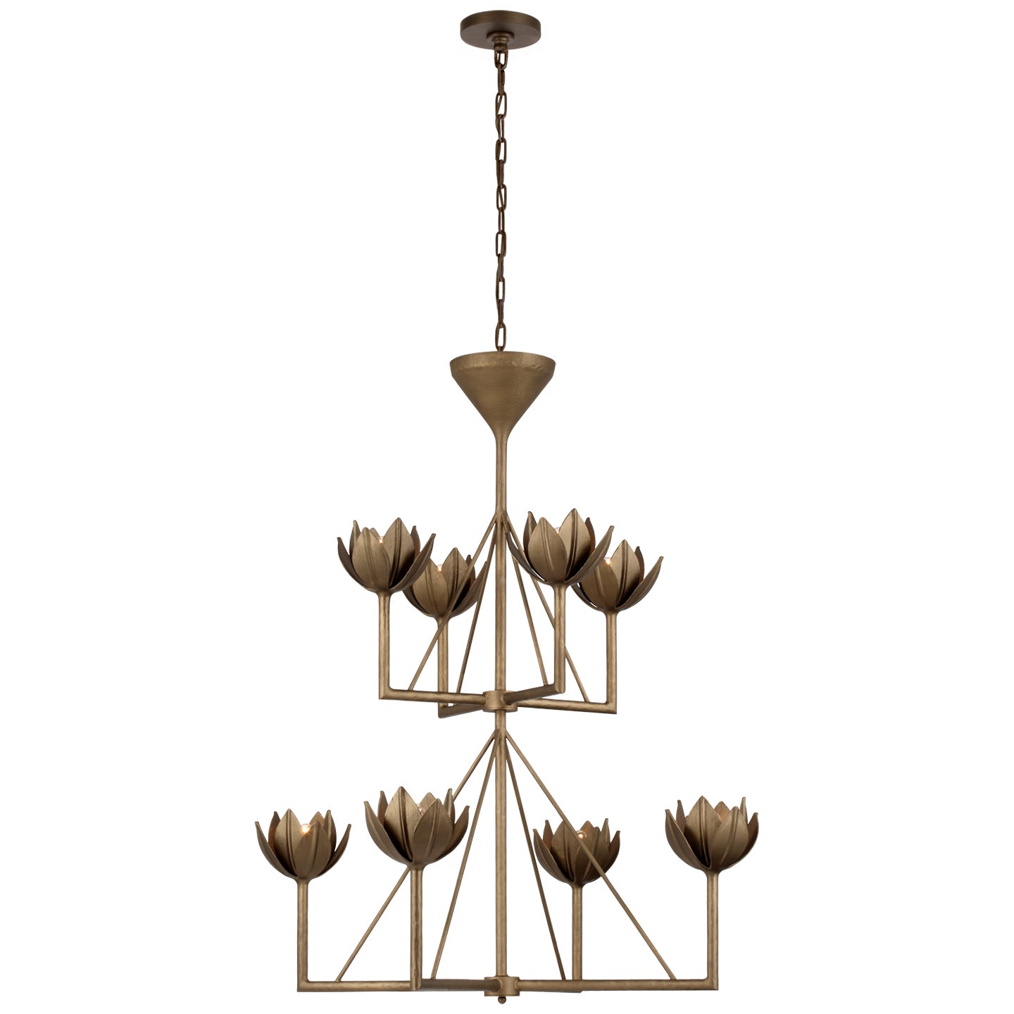 Visual Comfort Signature - JN 5005ABL - Eight Light Chandelier - Alberto - Antique Bronze Leaf