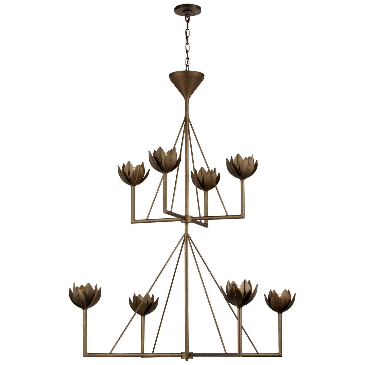 Visual Comfort Signature - JN 5006ABL - Eight Light Chandelier - Alberto - Antique Bronze Leaf