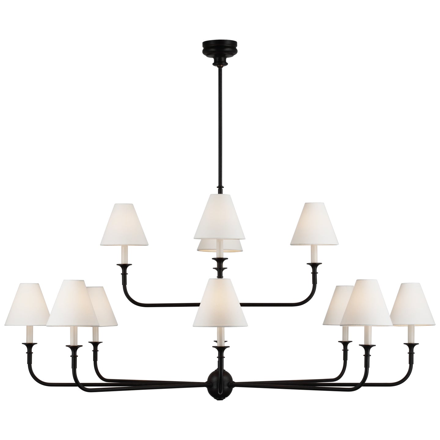 Visual Comfort Signature - TOB 5453AI/EBO-L - LED Chandelier - Piaf - Aged Iron and Ebonized Oak