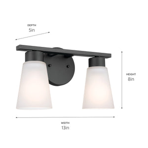 Kichler - 55120BK - Two Light Bath - Stamos - Black