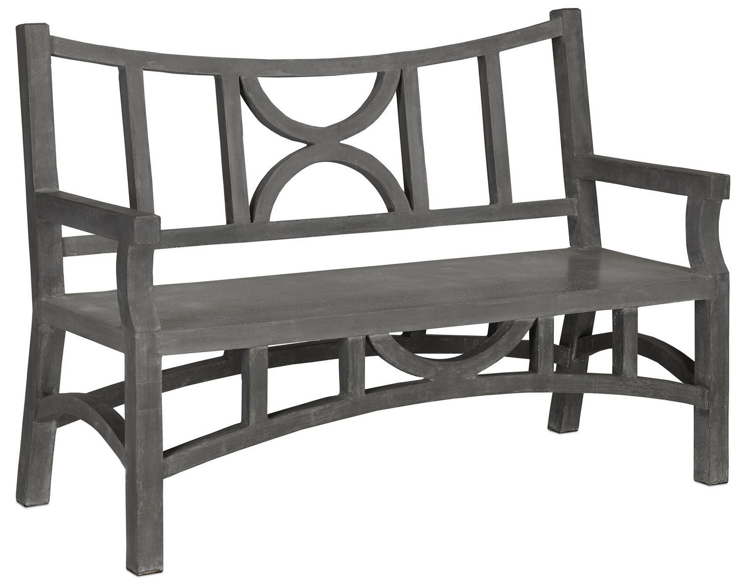 Currey and Company - 2000-0011 - Bench - Colesden - Dark Gray/Faux Bois