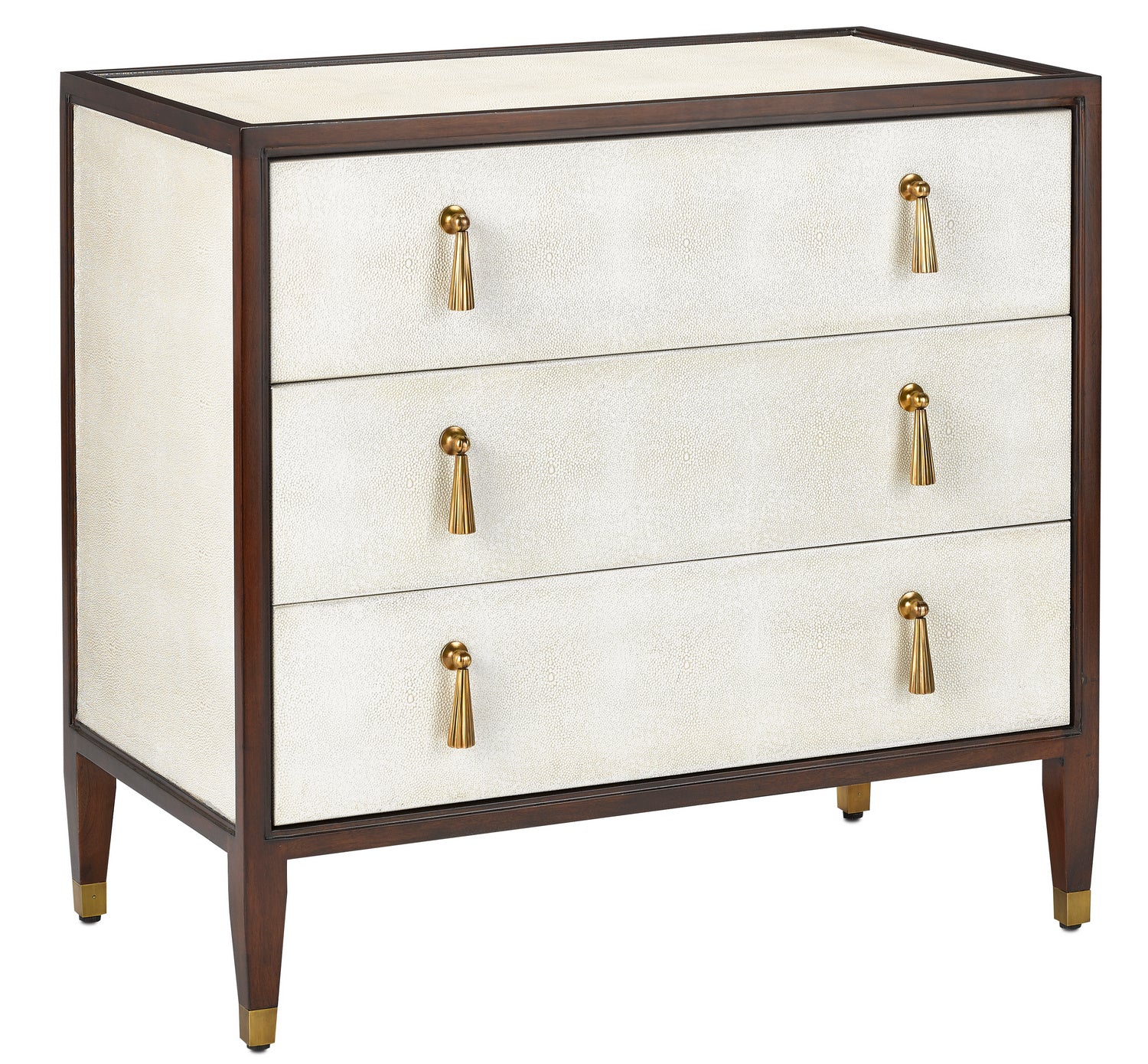 Currey and Company - 3000-0141 - Chest - Evie - Ivory/Dark Walnut/Brass