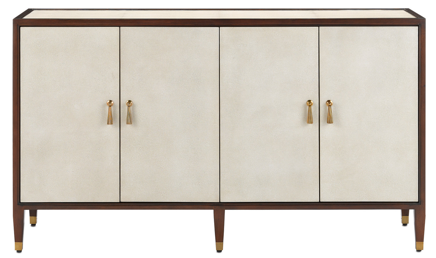 Currey and Company - 3000-0142 - Credenza - Evie - Ivory/Dark Walnut/Brass