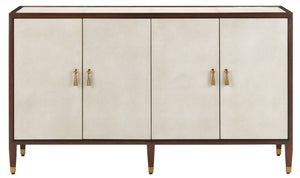 Currey and Company - 3000-0142 - Credenza - Evie - Ivory/Dark Walnut/Brass