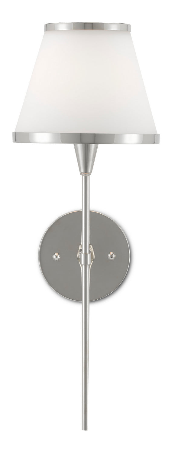 Currey and Company - 5800-0002 - One Light Wall Sconce - Bagno - Polished Nickel/Opaque Glass