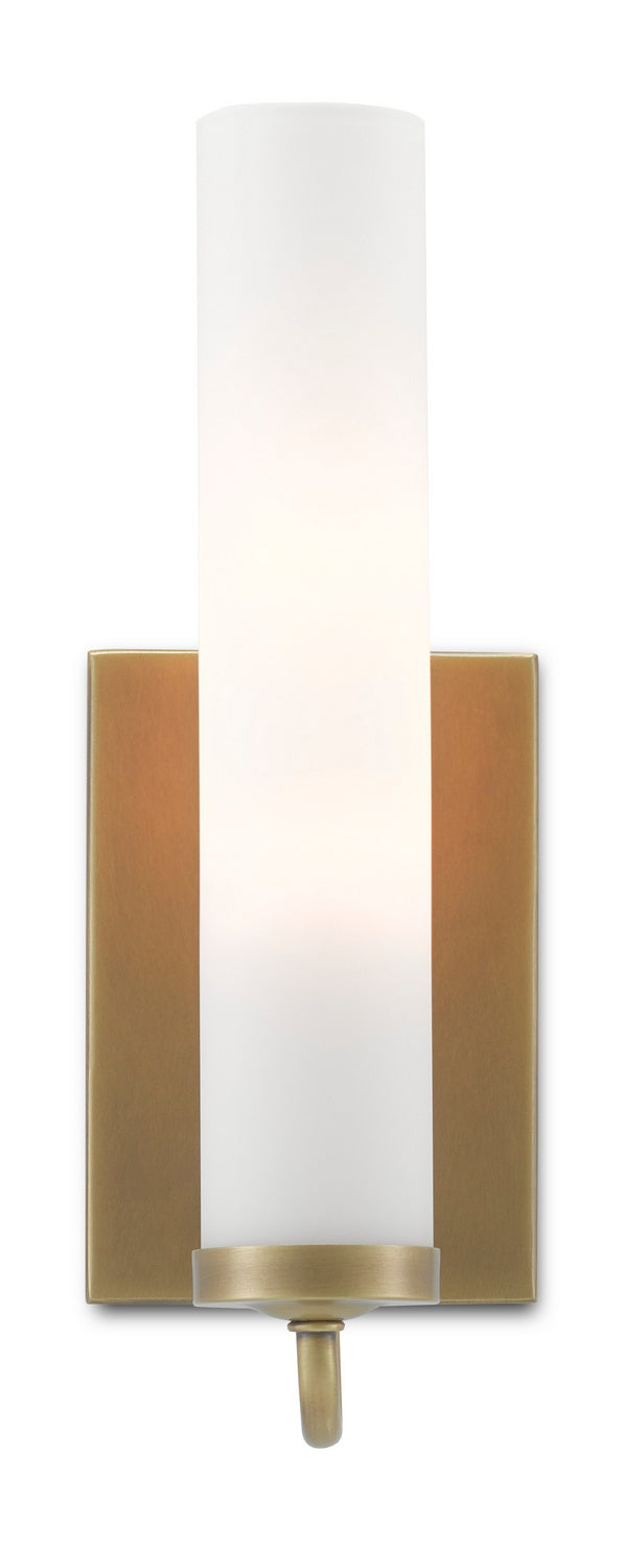 Currey and Company - 5800-0010 - One Light Wall Sconce - Bagno - Antique Brass/Opaque Glass