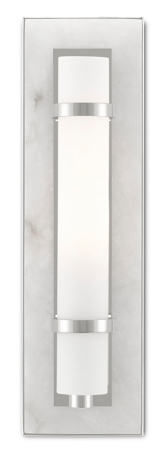 Currey and Company - 5800-0017 - One Light Wall Sconce - Bagno - Natural Alabaster/Polished Nickel/Opaque/White