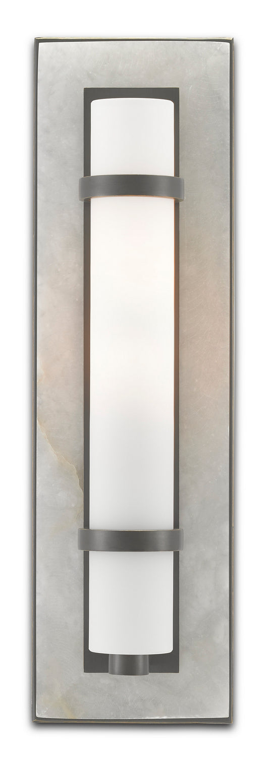 Currey and Company - 5800-0018 - One Light Wall Sconce - Bagno - Natural Alabaster/Oil Rubbed Bronze/Opaque/White