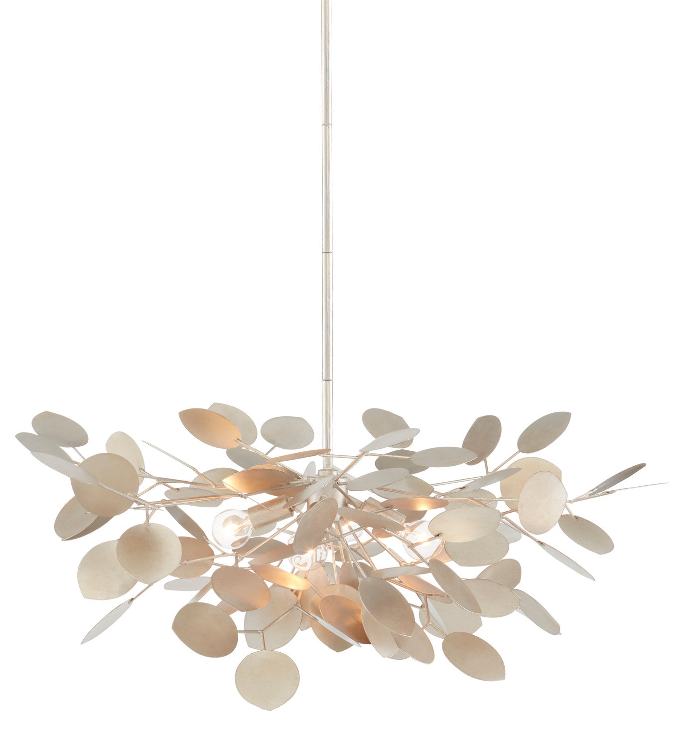 Currey and Company - 9000-0818 - Four Light Chandelier - Lunaria - Contemporary Silver Leaf