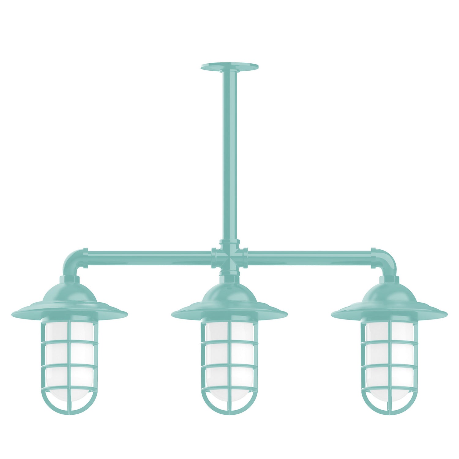 Montclair Light Works - MSK052-48 - Three Light Pendant - Vaportite - Sea Green