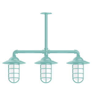 Montclair Light Works - MSK052-48 - Three Light Pendant - Vaportite - Sea Green