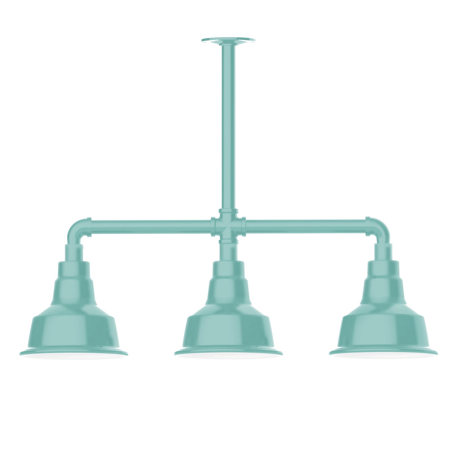 Montclair Light Works - MSK180-48 - Three Light Pendant - Warehouse - Sea Green