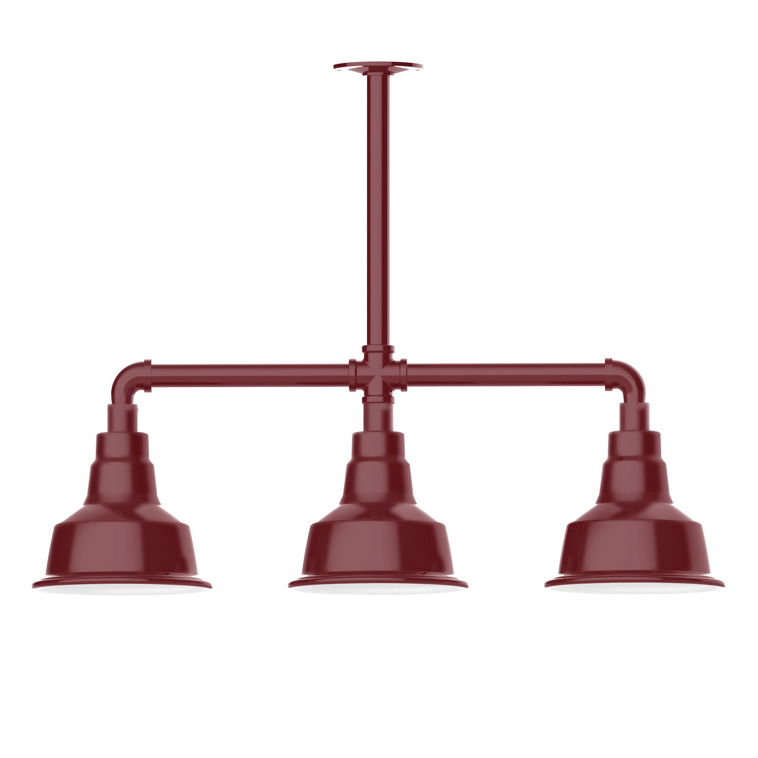 Montclair Light Works - MSK180-55 - Three Light Pendant - Warehouse - Barn Red