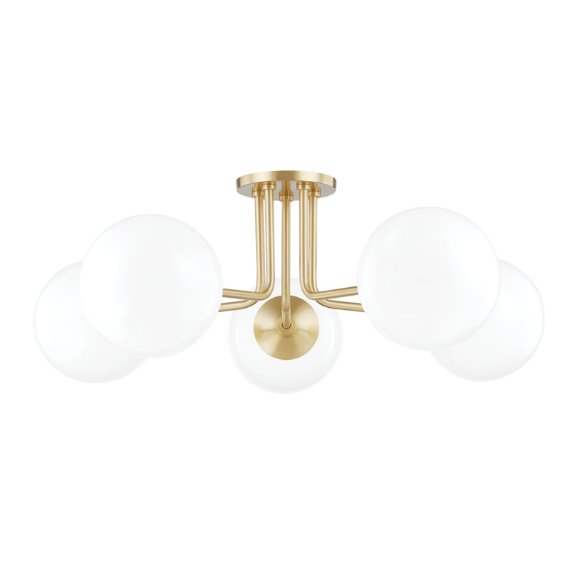 Mitzi - H105605-AGB - Five Light Semi Flush Mount - Stella - Aged Brass