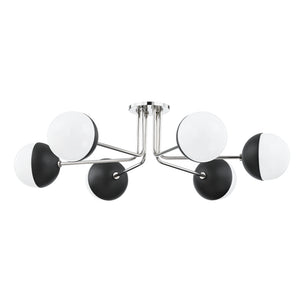 Mitzi - H344606-PN/BK - Six Light Semi Flush Mount - Renee - Polished Nickel/Black