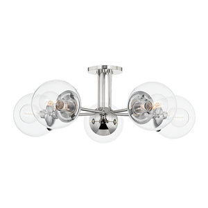 Mitzi - H503605-PN - Five Light Semi Flush Mount - Meadow - Polished Nickel