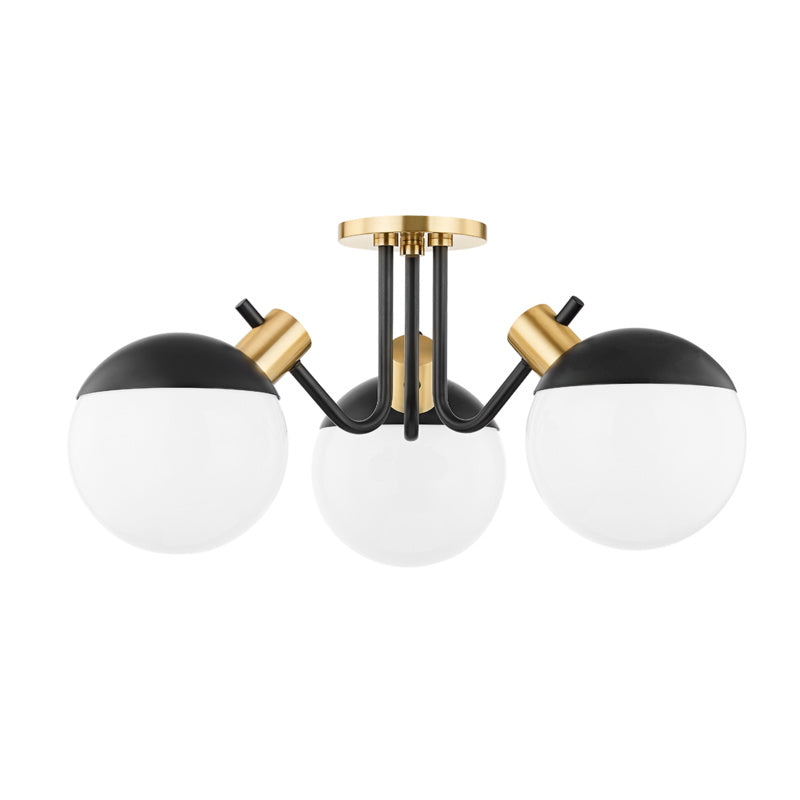 Mitzi - H573603-AGB/SBK - LED Semi Flush Mount - Miranda - Aged Brass/Soft Black