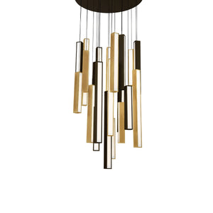 Modern Forms - PD-64821R-BK/AB-BK - LED Pendant - Chaos - Black/Aged Brass & Black