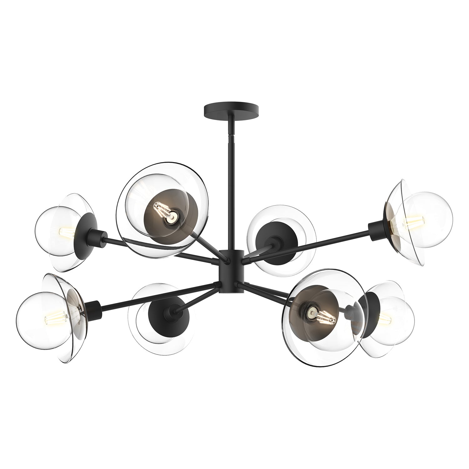 Alora - CH517338MBCL - Eight Light Chandelier - Francesca - Clear Glass/Matte Black