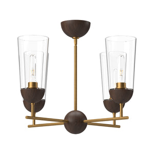 Alora - CH542324AGWT - Four Light Chandelier - Emil - Aged Gold/Walnut