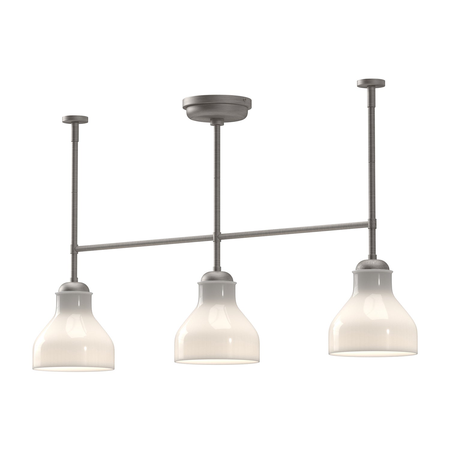 Alora - LP540334BNGO - Three Light Linear Pendant - Westlake - Brushed Nickel/Glossy Opal Glass