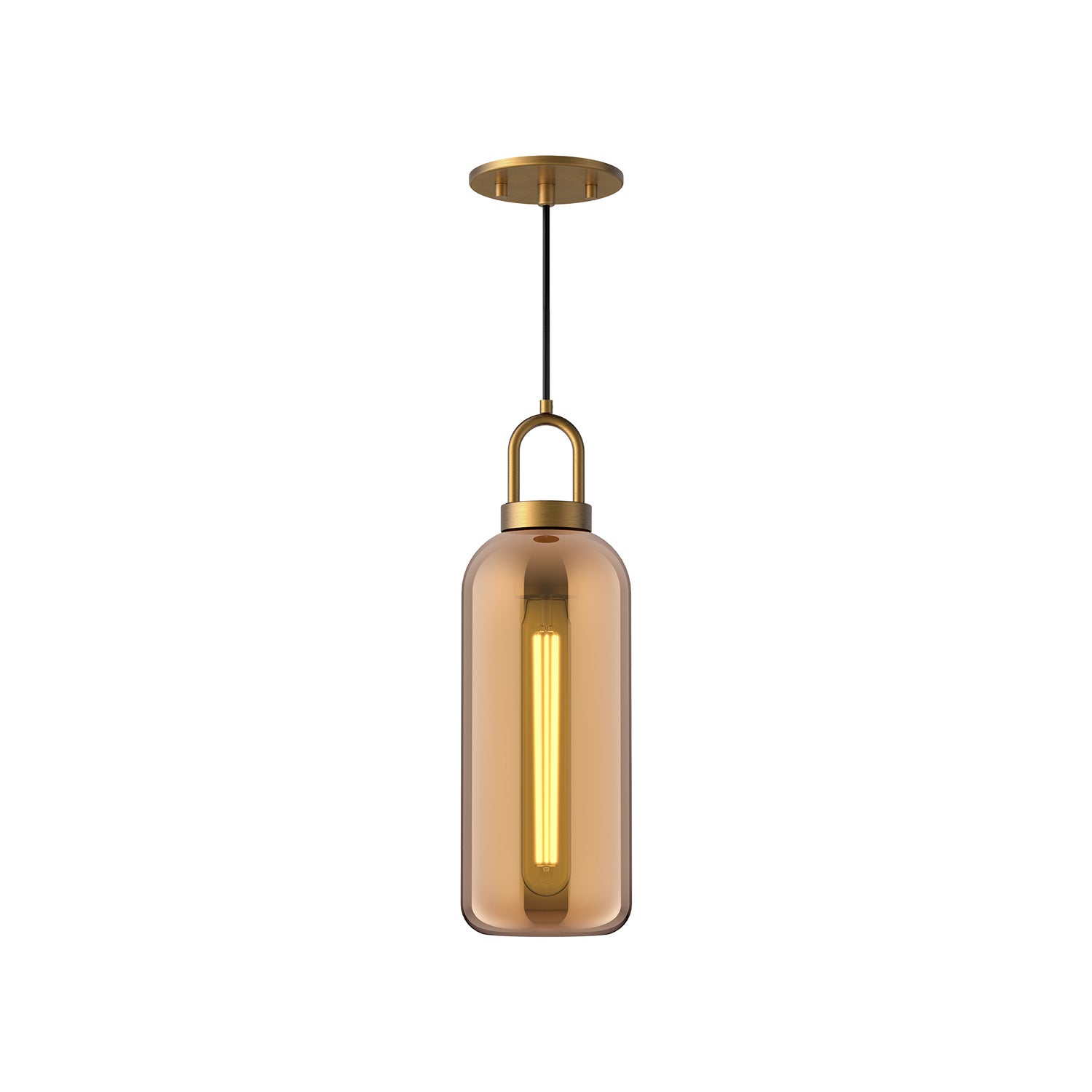 Alora - PD401505AGCP - One Light Pendant - Soji - Aged Gold/Copper Glass