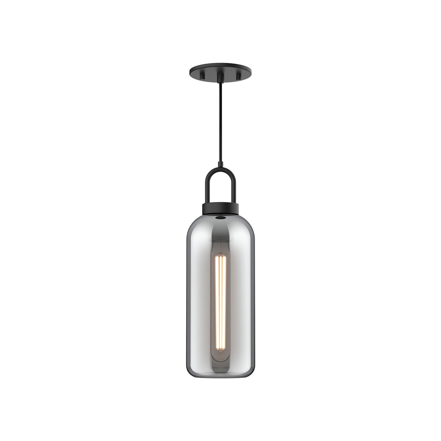 Alora - PD401505MBSM - One Light Pendant - Soji - Matte Black/Smoked Solid Glass