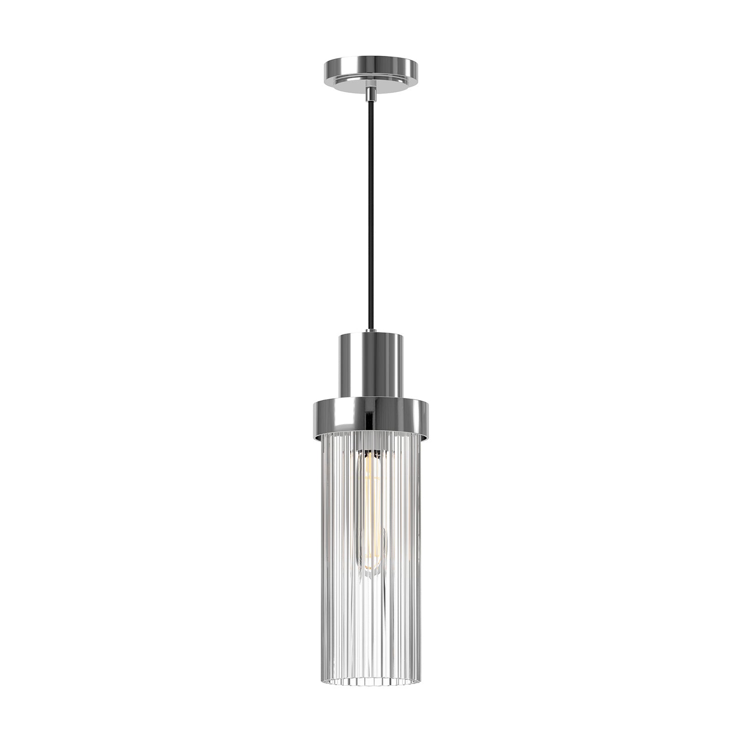 Alora - PD435605CHCR - One Light Pendant - Kent - Chrome/Clear Ribbed Glass