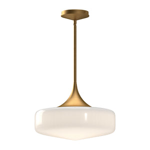 Alora - PD440814AGGO - One Light Pendant - Lincoln - Aged Gold/Glossy Opal Glass