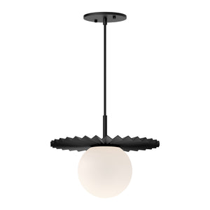 Alora - PD501212MBOP - One Light Pendant - Plume - Matte Black/Opal Matte Glass