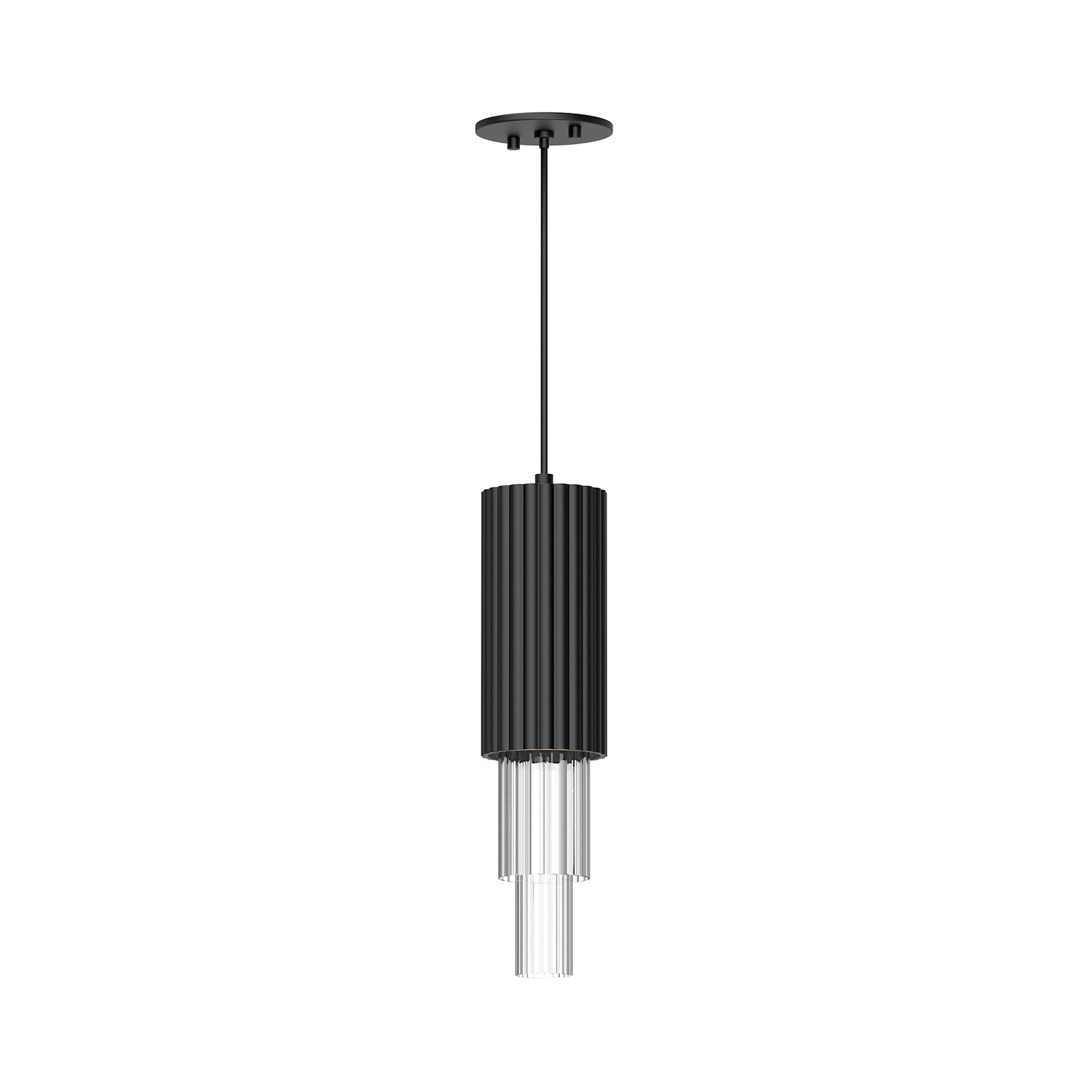 Alora - PD502204MBCR - LED Pendant - Bordeaux - Clear Ribbed Glass/Matte Black