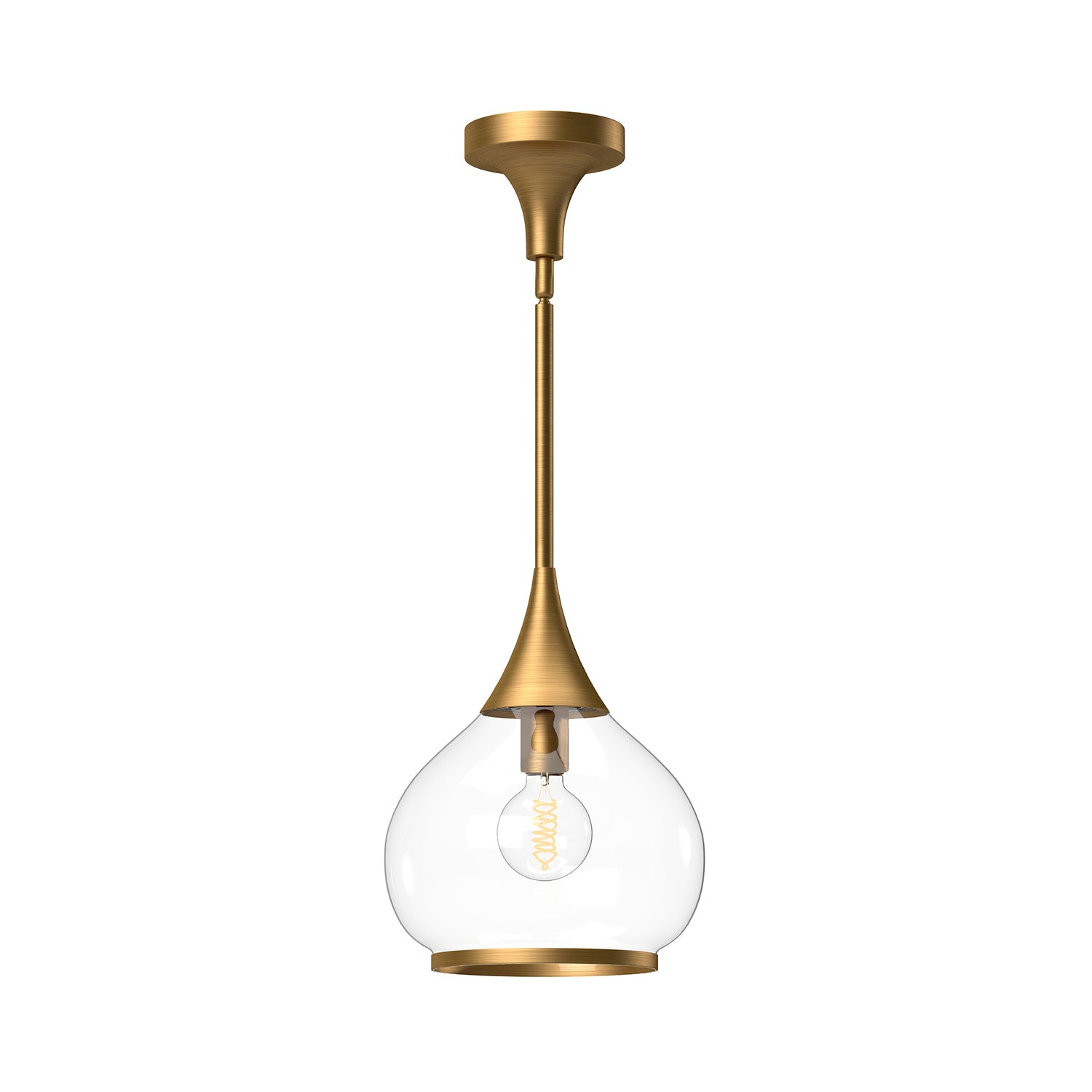 Alora - PD524110AGCL - One Light Pendant - Hazel - Aged Gold/Clear Glass